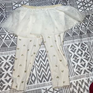 White heart leggings with tulle